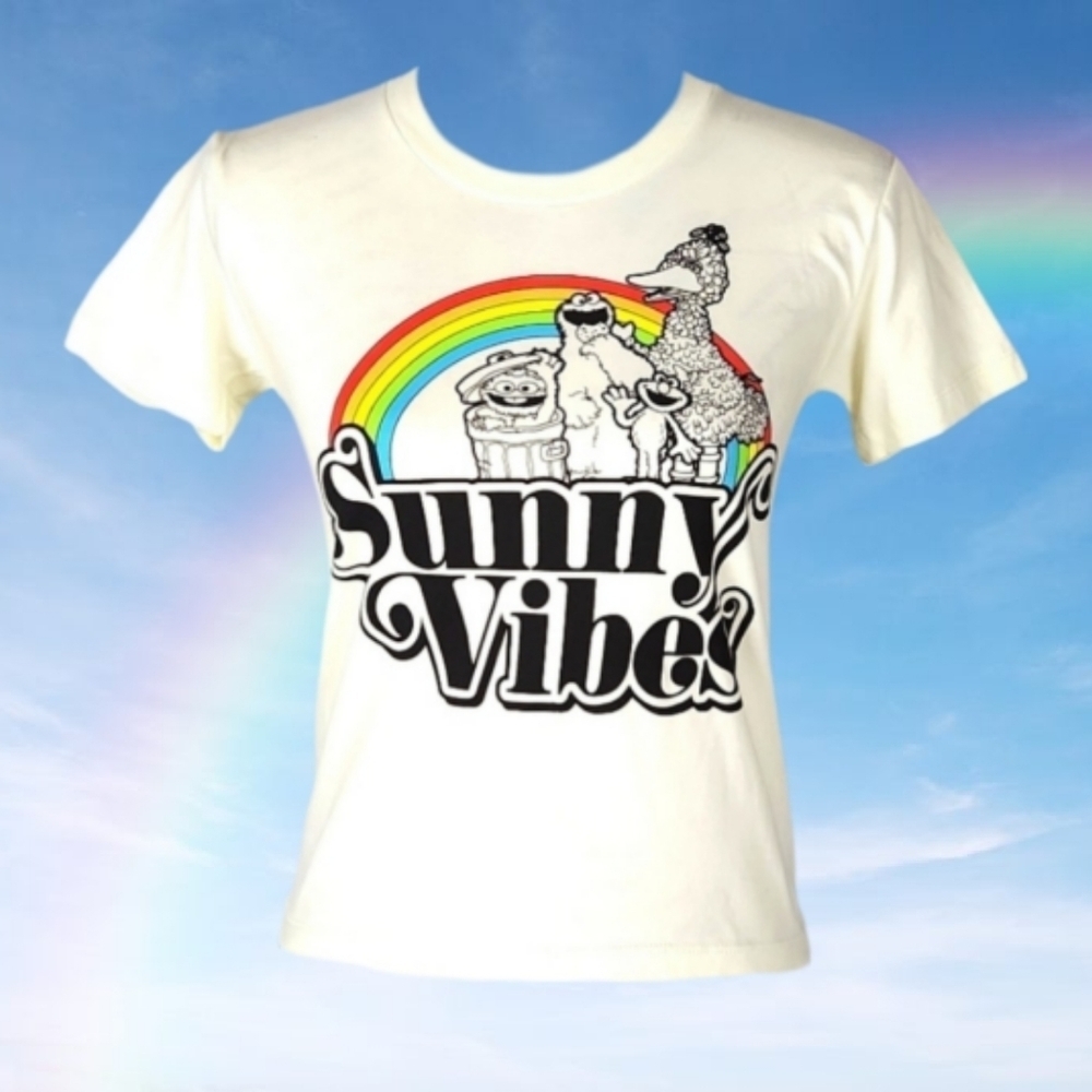 NEW Girls Rainbow Sesame Street Sunny Vibes Short Sleeve T-Shirt Cotton Tee, 6